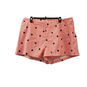 SHEIN Curve Women's Plus Size 2XL Pink Heart Print Short Shorts Pockets NWOT